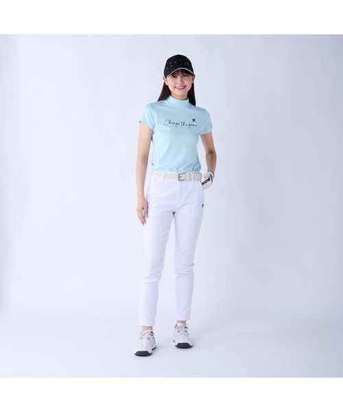 FILA GOLF(フィラゴルフ )の「FILA GOLF フィラゴルフ ゴルフウェア 吸汗速乾 接触冷感 UVカット モックネック 半袖シャツ(Tシャツ/カットソー・レディース・ネイビー/ホワイト/ライトブルー・3L/LL/L/M)」の6枚目の写真