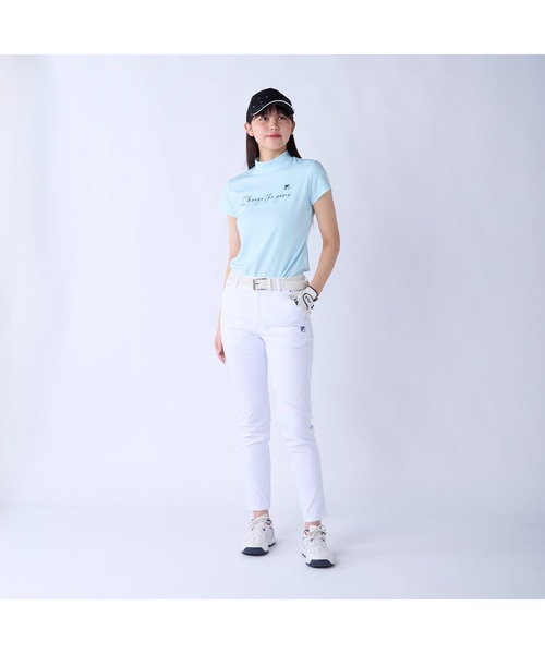 FILA GOLF(フィラゴルフ )の「FILA GOLF フィラゴルフ ゴルフウェア 吸汗速乾 接触冷感 UVカット モックネック 半袖シャツ(Tシャツ/カットソー・レディース・ネイビー/ホワイト/ライトブルー・3L/LL/L/M)」の7枚目の写真
