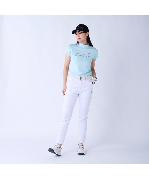 FILA GOLF(フィラゴルフ )の「FILA GOLF フィラゴルフ ゴルフウェア 吸汗速乾 接触冷感 UVカット モックネック 半袖シャツ(Tシャツ/カットソー・レディース・ネイビー/ホワイト/ライトブルー・3L/LL/L/M)」の8枚目の写真