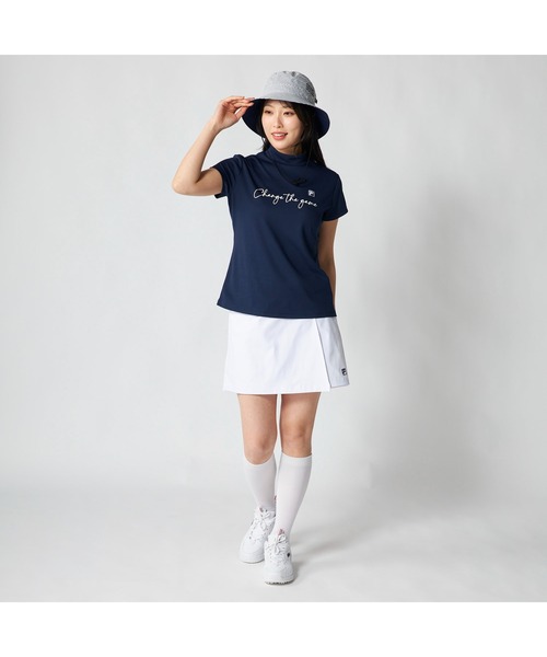 FILA GOLF(フィラゴルフ )の「FILA GOLF フィラゴルフ ゴルフウェア 吸汗速乾 接触冷感 UVカット モックネック 半袖シャツ(Tシャツ/カットソー・レディース・ネイビー/ホワイト/ライトブルー・3L/LL/L/M)」の16枚目の写真