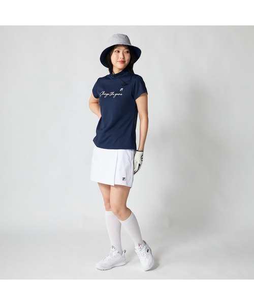 FILA GOLF(フィラゴルフ )の「FILA GOLF フィラゴルフ ゴルフウェア 吸汗速乾 接触冷感 UVカット モックネック 半袖シャツ(Tシャツ/カットソー・レディース・ネイビー/ホワイト/ライトブルー・3L/LL/L/M)」の17枚目の写真