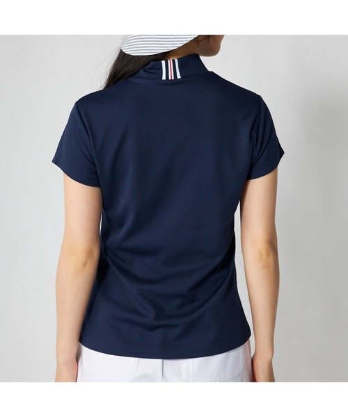 FILA GOLF(フィラゴルフ )の「FILA GOLF フィラゴルフ ゴルフウェア 吸汗速乾 接触冷感 UVカット モックネック 半袖シャツ(Tシャツ/カットソー・レディース・ネイビー/ホワイト/ライトブルー・3L/LL/L/M)」の20枚目の写真