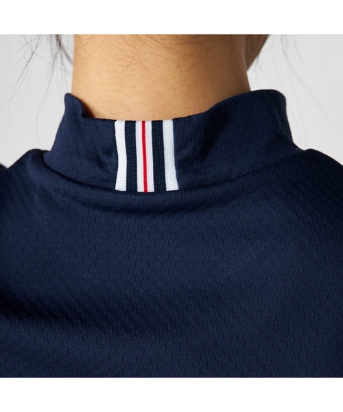 FILA GOLF(フィラゴルフ )の「FILA GOLF フィラゴルフ ゴルフウェア 吸汗速乾 接触冷感 UVカット モックネック 半袖シャツ(Tシャツ/カットソー・レディース・ネイビー/ホワイト/ライトブルー・3L/LL/L/M)」の22枚目の写真