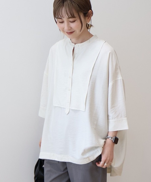 AMERICAN HOLIC（アメリカンホリック）の「【WEB限定】接触冷感バンドカラーシャツチュニック（シャツ/ブラウス・レディース・ブラック/アイボリー/ネイビー・M/L）」の12枚目の写真