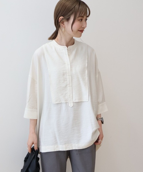 AMERICAN HOLIC（アメリカンホリック）の「【WEB限定】接触冷感バンドカラーシャツチュニック（シャツ/ブラウス・レディース・ブラック/アイボリー/ネイビー・M/L）」の10枚目の写真