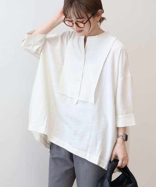 AMERICAN HOLIC（アメリカンホリック）の「【WEB限定】接触冷感バンドカラーシャツチュニック（シャツ/ブラウス・レディース・ブラック/アイボリー/ネイビー・M/L）」の11枚目の写真