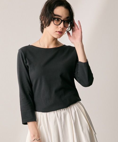 AIGLE(エーグル)の「ボートネック 七分袖 Tシャツ(Tシャツ/カットソー・レディース・ブラック/ホワイト・L/M/S/XL/XS)」の2枚目の写真