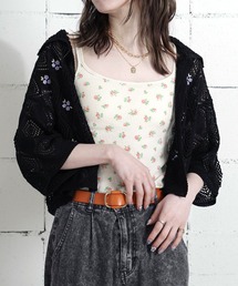 "04"≪JEMORGAN≫パックT ワッフル 花柄 & ボーダー柄 カップ付き キャミソール