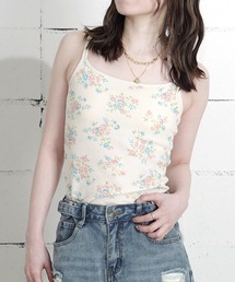 "04"≪JEMORGAN≫パックT ワッフル 花柄 & ボーダー柄 カップ付き キャミソール