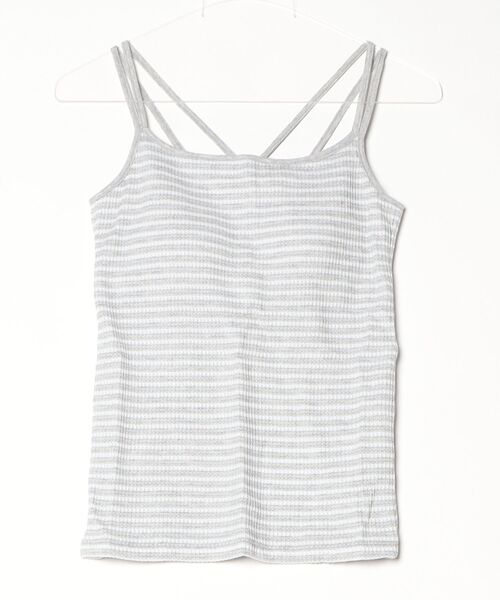 JEMORGAN(ジェーイーモーガン)の「"04"≪JEMORGAN≫パックT ワッフル 花柄 & ボーダー柄 カップ付き キャミソール(キャミソール・レディース・ブルー系2/パープル系1/グレー×ホワイト/ライラック系1/ネイビー×ホワイト/ベージュ×ブラック/ブルー系1/ピンク系2/ピンク系1・FREE)」の10枚目の写真