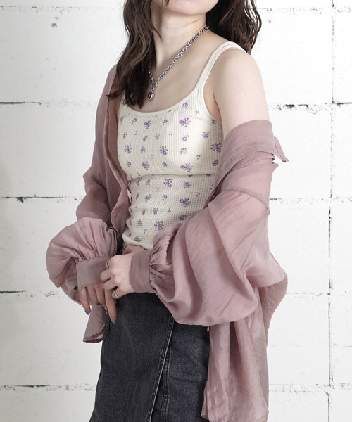 JEMORGAN(ジェーイーモーガン)の「"04"≪JEMORGAN≫パックT ワッフル 花柄 & ボーダー柄 カップ付き キャミソール(キャミソール・レディース・ブルー系2/パープル系1/グレー×ホワイト/ライラック系1/ネイビー×ホワイト/ベージュ×ブラック/ブルー系1/ピンク系2/ピンク系1・FREE)」の20枚目の写真