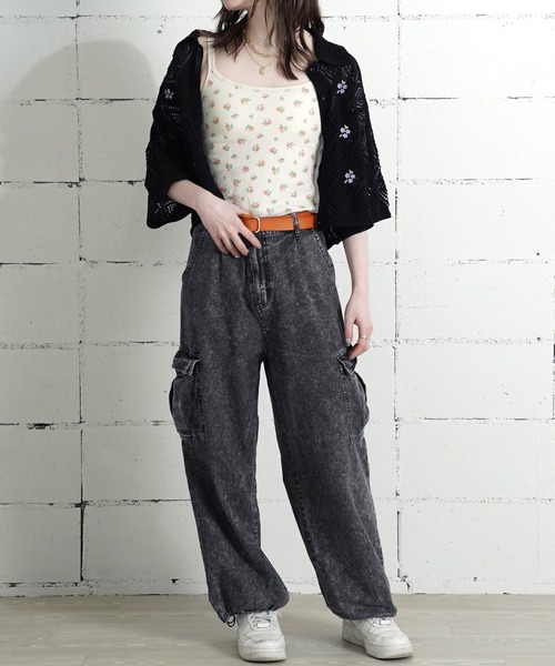 JEMORGAN(ジェーイーモーガン)の「"04"≪JEMORGAN≫パックT ワッフル 花柄 & ボーダー柄 カップ付き キャミソール(キャミソール・レディース・ブルー系2/パープル系1/グレー×ホワイト/ライラック系1/ネイビー×ホワイト/ベージュ×ブラック/ブルー系1/ピンク系2/ピンク系1・FREE)」の21枚目の写真