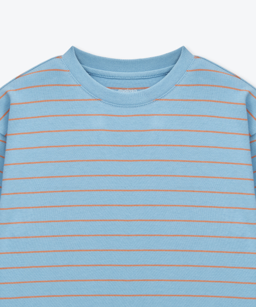 MUSINSA STANDARD KIDS（ムシンサスタンダードキッズ）の「ネローストライプクルーネック長袖Tシャツ[スカイブルー]（Tシャツ/カットソー・レディース・その他・110/120/140/150/160/130）」の2枚目の写真