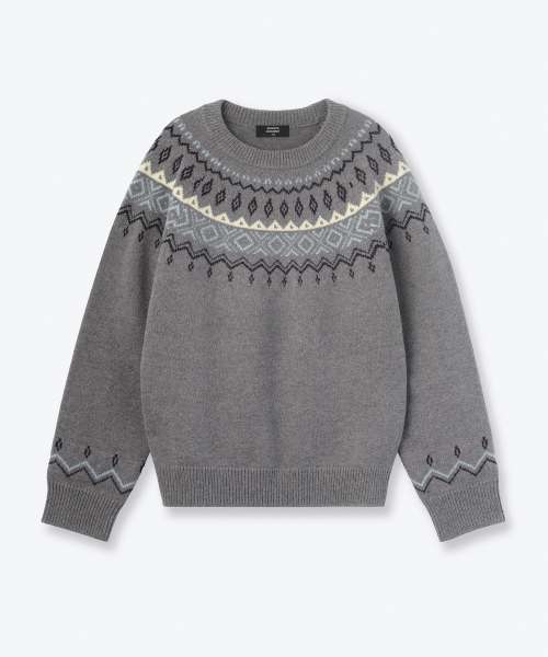 MUSINSA STANDARD KIDS（ムシンサスタンダードキッズ）の「フェアアイルクルーネックニット [ミディアムグレー]（ニット/セーター・レディース・その他・110）」の2枚目の写真