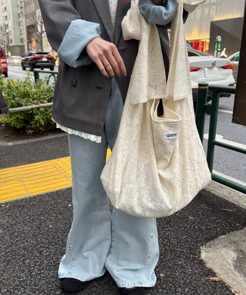 DISCOAT(ディスコート)の「【umm.】レースバッグ(トートバッグ・レディース・アイボリー/ブラック・FREE)」の7枚目の写真