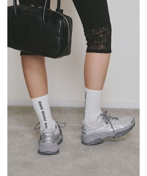 emmi（エミ）の「emmiロゴコットンリブソックス（ソックス/靴下・レディース・ミント/ダークネイビー/ホワイト・F）」の11枚目の写真