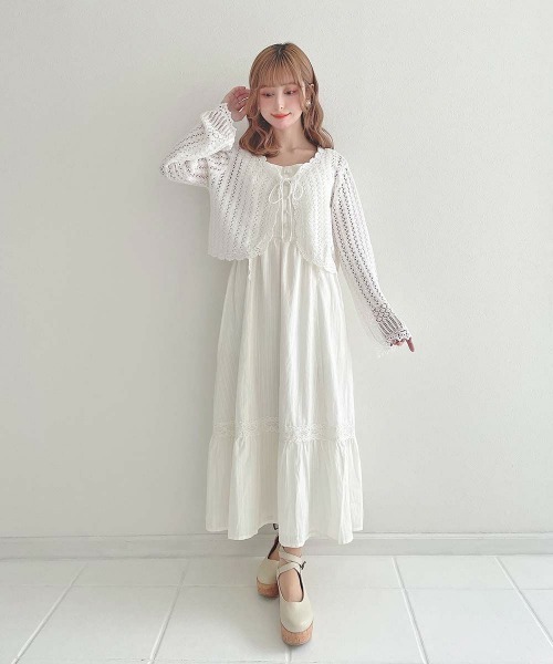 an another angelus（アンアナザーアンジェラス）の「レース使いローズカットワークロングワンピース（ワンピース・レディース・オフホワイト/ブラック・FREE）」の9枚目の写真