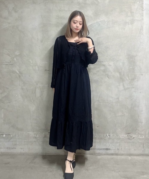 レース使いローズカットワークロングワンピース/fint フィント