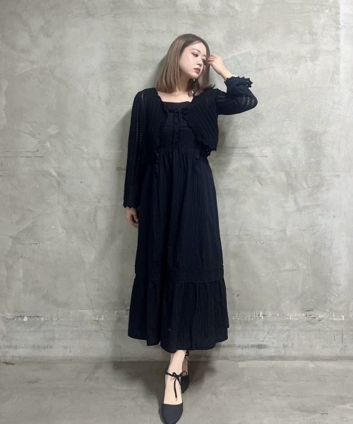 レース使いローズカットワークロングワンピース/fint フィント