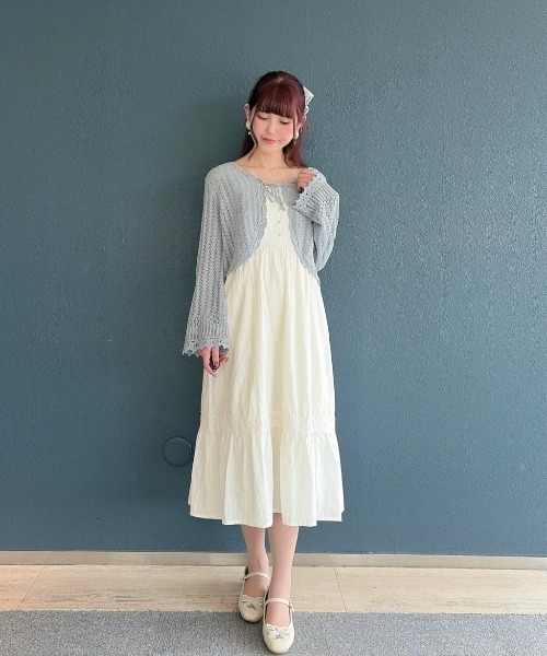 レース使いローズカットワークロングワンピース/fint フィント