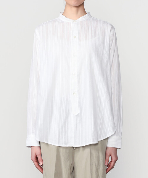 Bshop（ビショップ）の「INDIA INDUSTRY | コットンドビー バンドカラーシャツ WOMEN（シャツ/ブラウス・レディース・オフホワイト・1）」の9枚目の写真