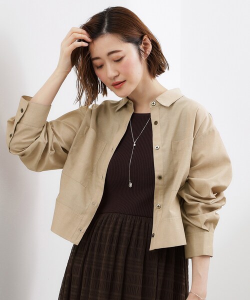 grove(グローブ)の「【貴島明日香さん着用/イージーケア/接触冷感】麻混クロップドシャツ(シャツ/ブラウス・レディース・ネイビー/ブルー系7/ピンク系3/ブラウン系・03/02/01/04/05)」の17枚目の写真
