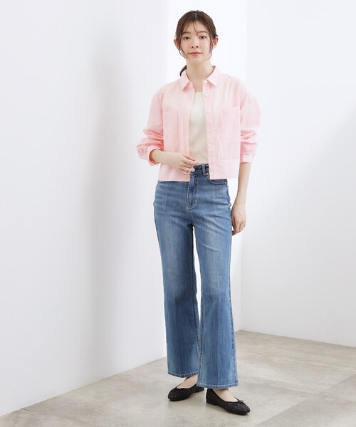 grove(グローブ)の「【貴島明日香さん着用/イージーケア/接触冷感】麻混クロップドシャツ(シャツ/ブラウス・レディース・ネイビー/ブルー系7/ピンク系3/ブラウン系・03/02/01/04/05)」の20枚目の写真