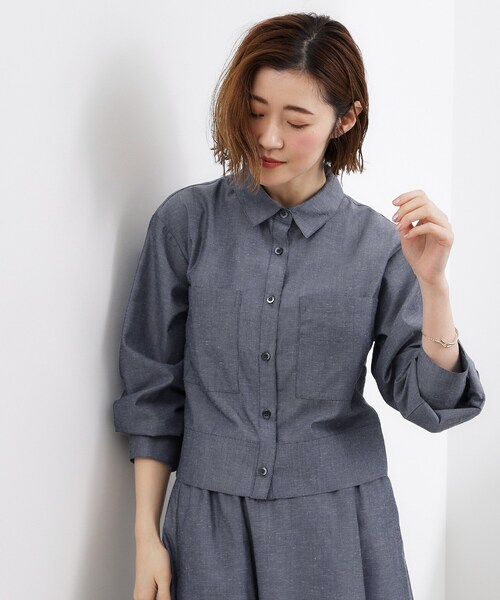 grove(グローブ)の「【イージーケア】麻混クロップドシャツ(シャツ/ブラウス・レディース・ネイビー/ブルー系7/ピンク系3/ブラウン系・03/02/01/04/05)」の17枚目の写真