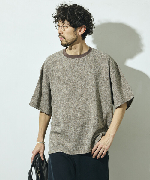 Firsthand（ファーストハンド）の「Firsthand/ファーストハンド サマー ツイード ショートスリーブ クルーネック / セットアップ対応（Tシャツ/カットソー・メンズ・ネイビー/ベージュ/グレー/ブラック・LARGE/MEDIUM）」の3枚目の写真