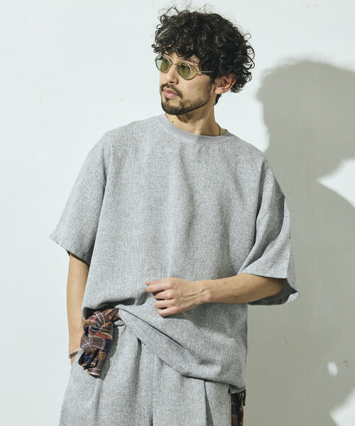 Firsthand（ファーストハンド）の「Firsthand/ファーストハンド サマー ツイード ショートスリーブ クルーネック / セットアップ対応（Tシャツ/カットソー・メンズ・ネイビー/ベージュ/グレー/ブラック・LARGE/MEDIUM）」の2枚目の写真