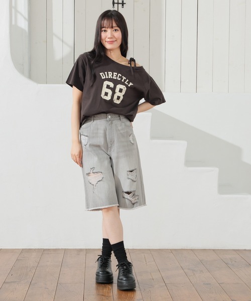 Honeys(ハニーズ)の「ダメージハーフパンツ(デニムパンツ・レディース・ブルー系その他3/ライトグレー系1/ブラック系その他・L/LL/M/S/SS)」の11枚目の写真
