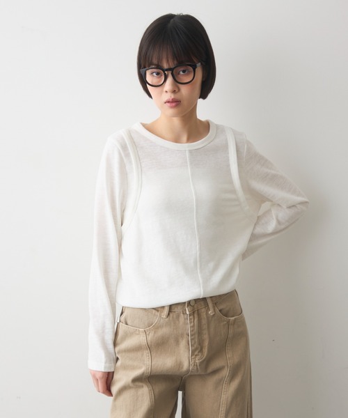 full/fill.(フルフィル)の「arm desigh slab T / アームデザインスラブT(Tシャツ/カットソー・レディース・グレー/オフホワイト・FREE)」の3枚目の写真
