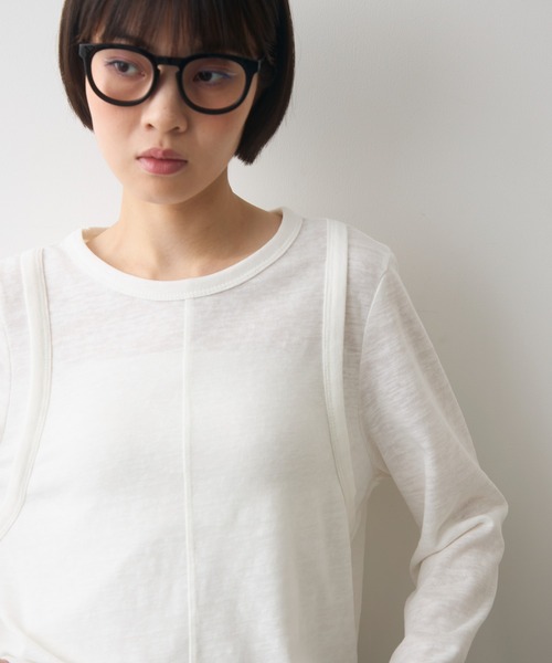 full/fill.(フルフィル)の「arm desigh slab T / アームデザインスラブT(Tシャツ/カットソー・レディース・グレー/オフホワイト・FREE)」の5枚目の写真