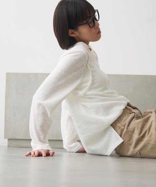 full/fill.(フルフィル)の「arm desigh slab T / アームデザインスラブT(Tシャツ/カットソー・レディース・グレー/オフホワイト・FREE)」の11枚目の写真