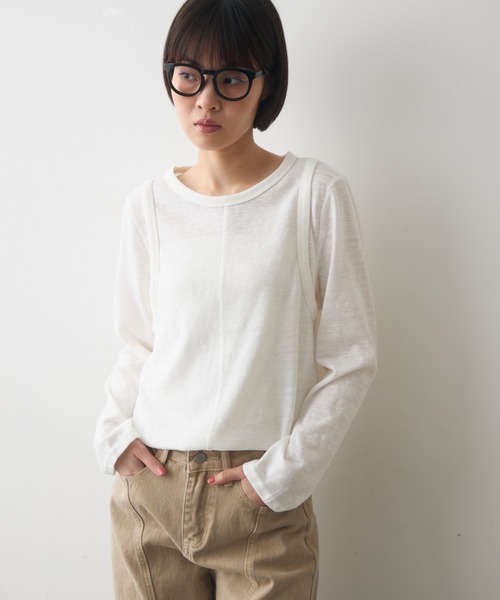 full/fill.(フルフィル)の「arm desigh slab T / アームデザインスラブT(Tシャツ/カットソー・レディース・グレー/オフホワイト・FREE)」の4枚目の写真