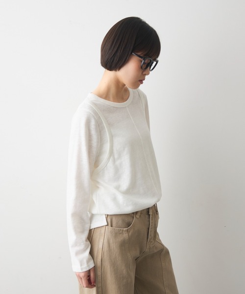 full/fill.(フルフィル)の「arm desigh slab T / アームデザインスラブT(Tシャツ/カットソー・レディース・グレー/オフホワイト・FREE)」の6枚目の写真