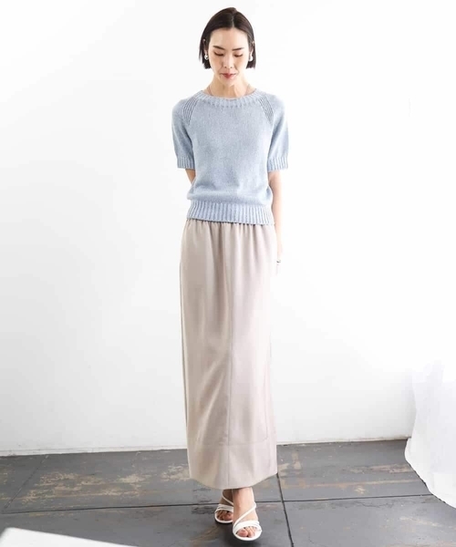 MICHEL KLEIN（ミッシェル・クラン）の「ペーパーヤーンフェードカラーニット（ニット/セーター・レディース・ミント/ダークインディゴブルー/ネイビー・38）」の9枚目の写真