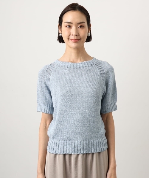 MICHEL KLEIN（ミッシェル・クラン）の「ペーパーヤーンフェードカラーニット（ニット/セーター・レディース・ミント/ダークインディゴブルー/ネイビー・38）」の17枚目の写真