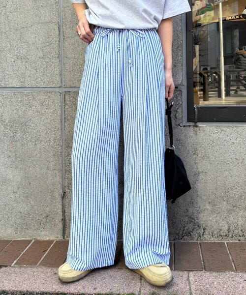 CIAOPANIC TYPY（チャオパニックティピー）の「【UNISEX】【プラスサイズあり】ストライプイージーパジャマパンツ（その他パンツ・レディース・ホワイト/ピンク/ベージュ/ブルー・LARGE/MEDIUM/XX-LARGE）」の3枚目の写真