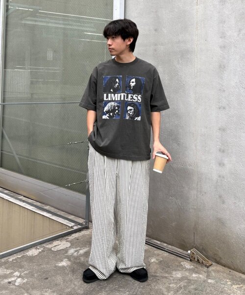 UNISEX】【プラスサイズあり】ストライプシアサッカーイージーパンツ