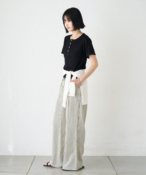 CIAOPANIC TYPY(チャオパニックティピー)の「【UNISEX】【プラスサイズあり】ストライプシアサッカーイージーパンツ(その他パンツ・レディース・ホワイト/ピンク/ベージュ/ブルー・LARGE/MEDIUM/XX-LARGE)」の9枚目の写真