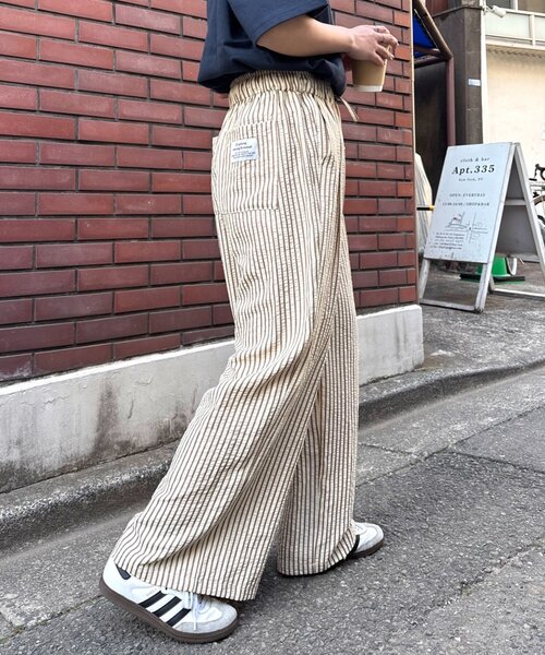 CIAOPANIC TYPY（チャオパニックティピー）の「【UNISEX】【プラスサイズあり】ストライプイージーパジャマパンツ（その他パンツ・レディース・ホワイト/ピンク/ベージュ/ブルー・LARGE/MEDIUM/XX-LARGE）」の9枚目の写真