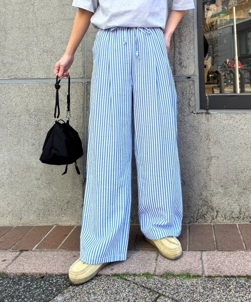 CIAOPANIC TYPY（チャオパニックティピー）の「【UNISEX】【プラスサイズあり】ストライプイージーパジャマパンツ（その他パンツ・レディース・ホワイト/ピンク/ベージュ/ブルー・LARGE/MEDIUM/XX-LARGE）」の13枚目の写真