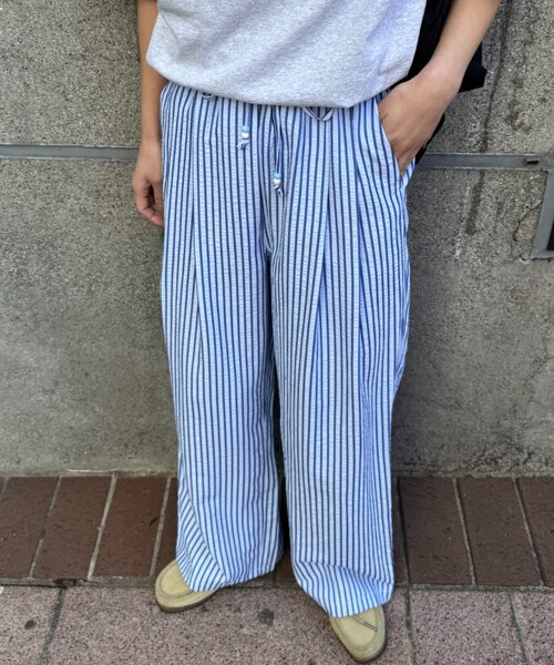 CIAOPANIC TYPY（チャオパニックティピー）の「【UNISEX】【プラスサイズあり】ストライプイージーパジャマパンツ（その他パンツ・レディース・ホワイト/ピンク/ベージュ/ブルー・LARGE/MEDIUM/XX-LARGE）」の14枚目の写真