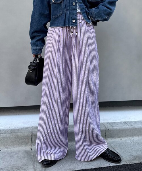 CIAOPANIC TYPY（チャオパニックティピー）の「【UNISEX】【プラスサイズあり】ストライプイージーパジャマパンツ（その他パンツ・レディース・ホワイト/ピンク/ベージュ/ブルー・LARGE/MEDIUM/XX-LARGE）」の21枚目の写真