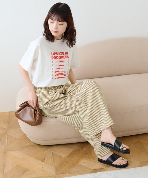 CIAOPANIC TYPY(チャオパニックティピー)の「【UNISEX】【プラスサイズあり】ストライプシアサッカーイージーパンツ(その他パンツ・レディース・ホワイト/ピンク/ベージュ/ブルー・LARGE/MEDIUM/XX-LARGE)」の9枚目の写真