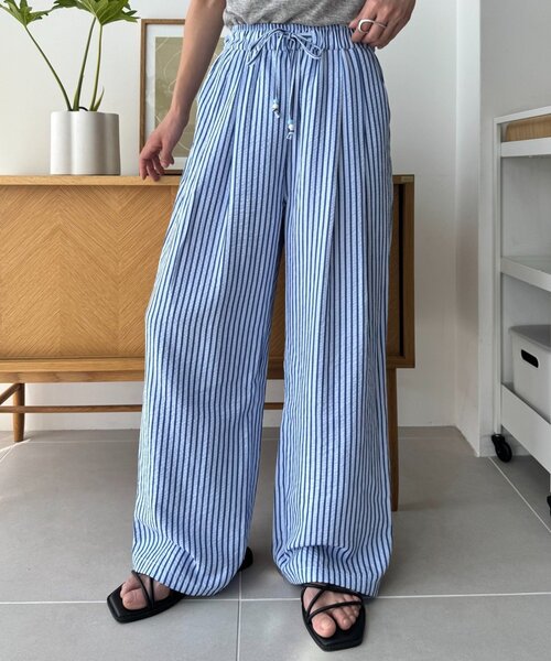 CIAOPANIC TYPY(チャオパニックティピー)の「【UNISEX】【プラスサイズあり】ストライプシアサッカーイージーパンツ(その他パンツ・レディース・ホワイト/ピンク/ベージュ/ブルー・LARGE/MEDIUM/XX-LARGE)」の13枚目の写真