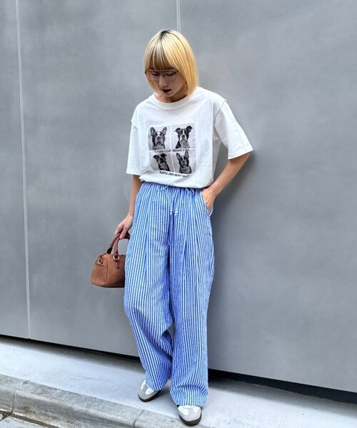 CIAOPANIC TYPY(チャオパニックティピー)の「【UNISEX】【プラスサイズあり】ストライプシアサッカーイージーパンツ(その他パンツ・レディース・ホワイト/ピンク/ベージュ/ブルー・LARGE/MEDIUM/XX-LARGE)」の16枚目の写真