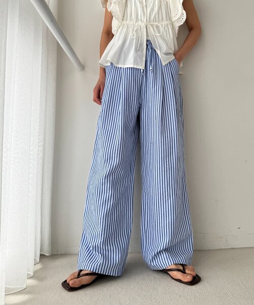 CIAOPANIC TYPY(チャオパニックティピー)の「【UNISEX】【プラスサイズあり】ストライプシアサッカーイージーパンツ(その他パンツ・レディース・ホワイト/ピンク/ベージュ/ブルー・LARGE/MEDIUM/XX-LARGE)」の17枚目の写真