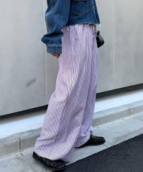 セール】【UNISEX】【プラスサイズあり】ストライプシアサッカー